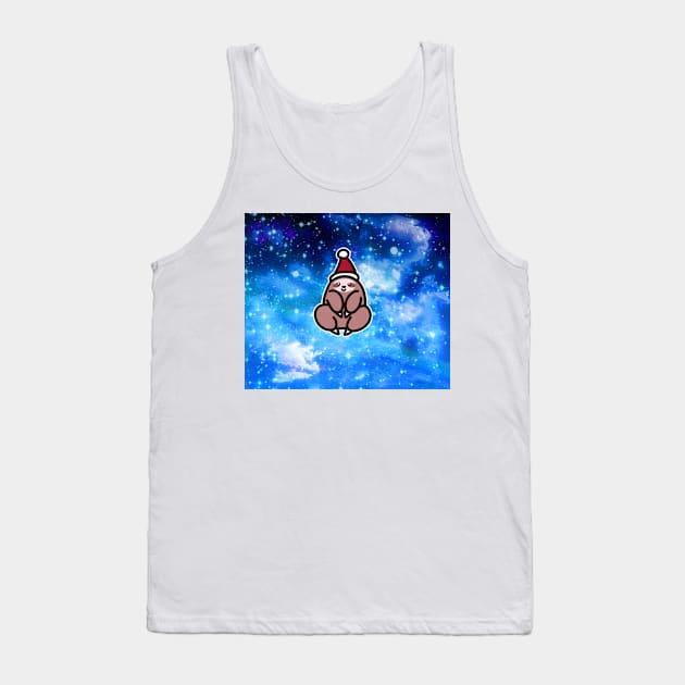 Night Sky Santa Hat Sloth Tank Top by saradaboru